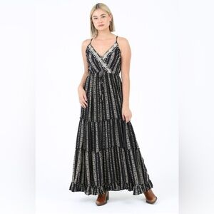 Nostalgia Black and White Maxi Dress
